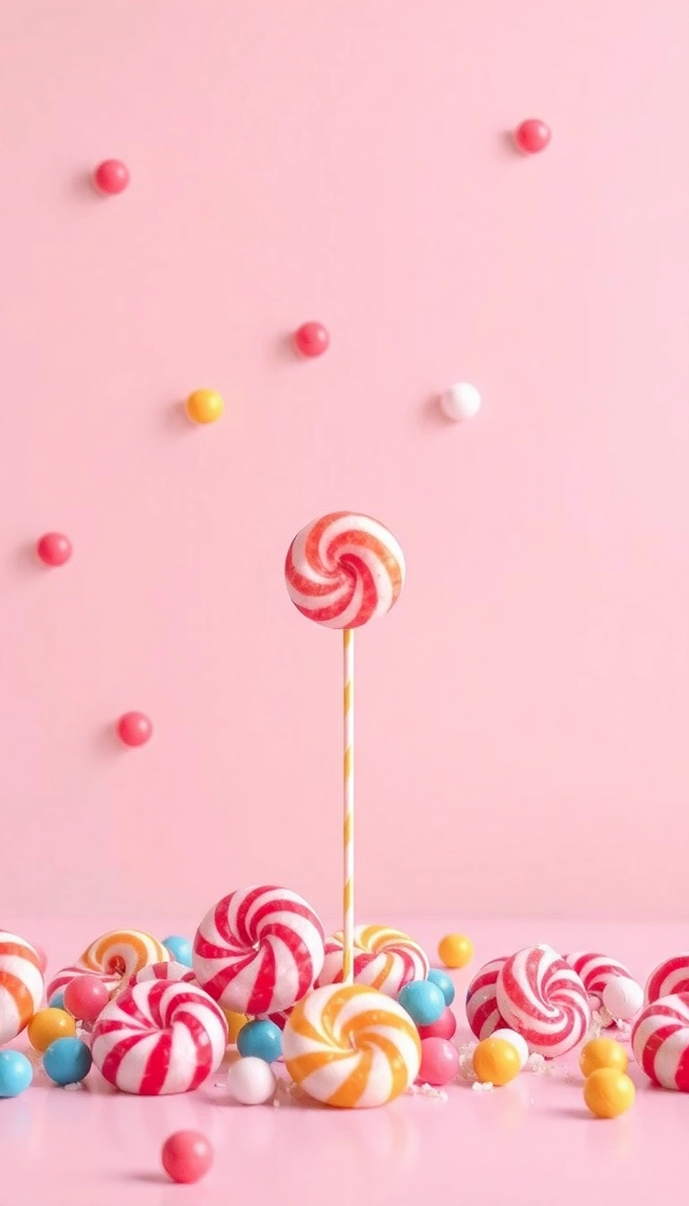 HD iPhone AI Mixed Candies Close Up Photogenic Background